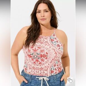 NWT Floral High Neck Crop Top